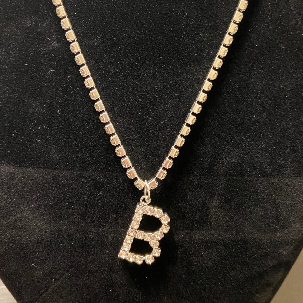 “B” Rhinestone Necklace